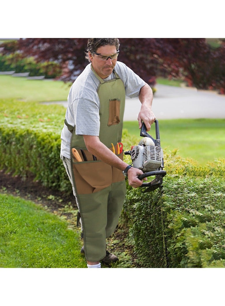 Gardening Apron with Multiple Pockets Durable Oxford Fabric, Water-Resistant, Color-Blocked, Extended Length Garden Leg Protector Work Apron - Image 2